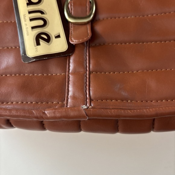 Vintage 1970s Sarne Spacesac Brown Nylon Puffy Quilted Shoulder Bag - Squeeze Me - Picture 7 of 12